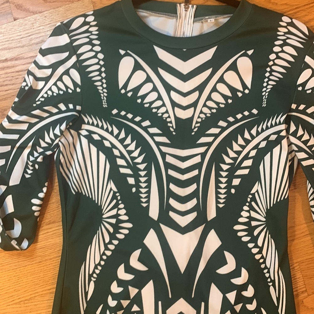 SHEIN Dress NWOT hunter green and white - really very stunning! - Picture 2 of 7